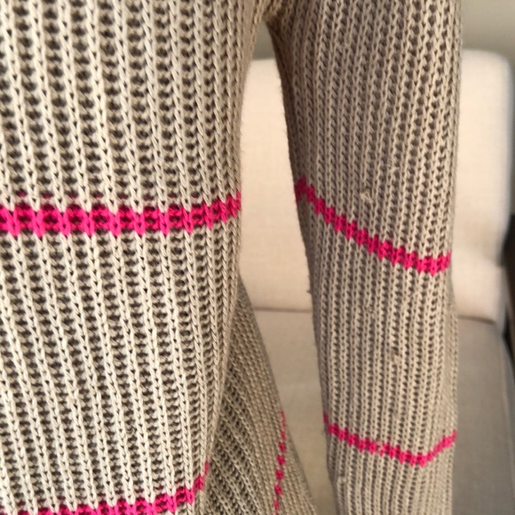 A+Ro tan and pink striped knit sweater. - Picture 4 of 6